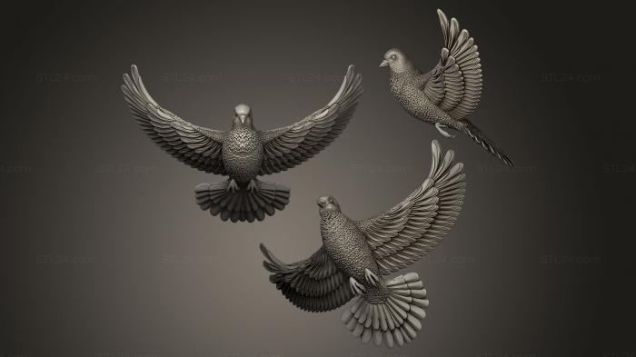 Bird figurines (dove IN FLIGHT, STKB_0016) 3D models for cnc